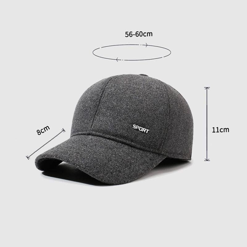 Hat Men's Winter Middle-Aged and Elderly Warm Woolen Baseball Cap Autumn Father Ear Protection Cap