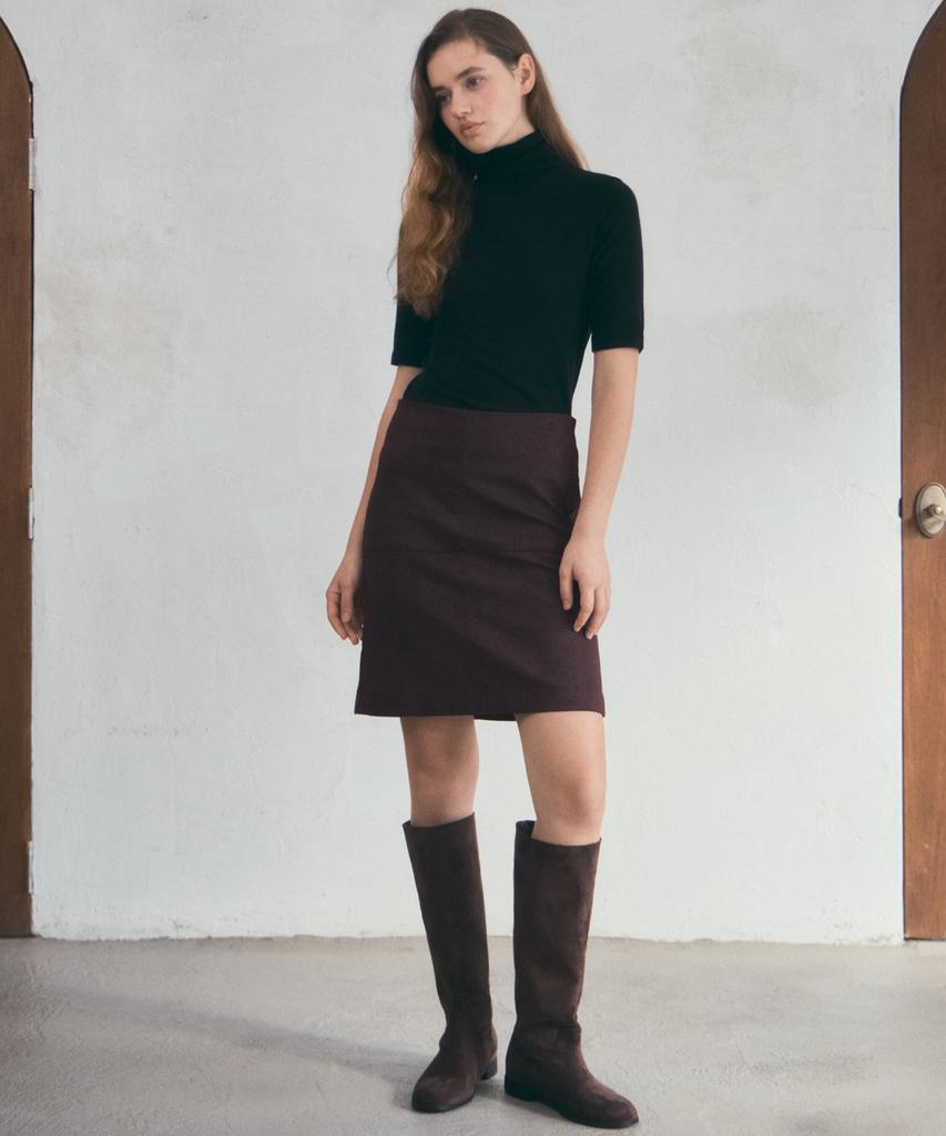 Aueonoseuteljia Punch Fake Suede Midi Skirt_Brown(O25-Sk19)
