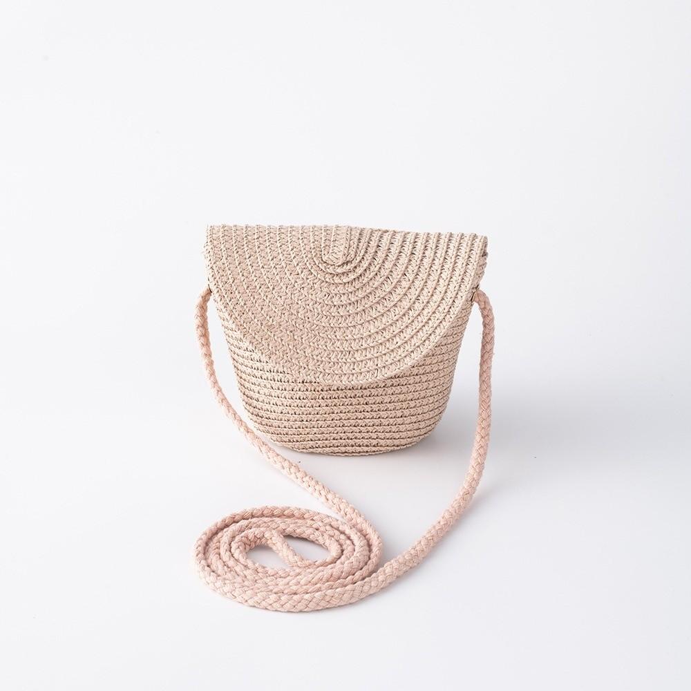 Handmade Children Straw Bag Pure Color Rattan Bag Fashion Handwoven Beach Bag Girls
