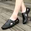 Summer Man's Sandals Soft Leather Men Shoes Slip Hollow Out Casual Fashion Trends Male Comfortable Driving Flats Daily Men Shoes