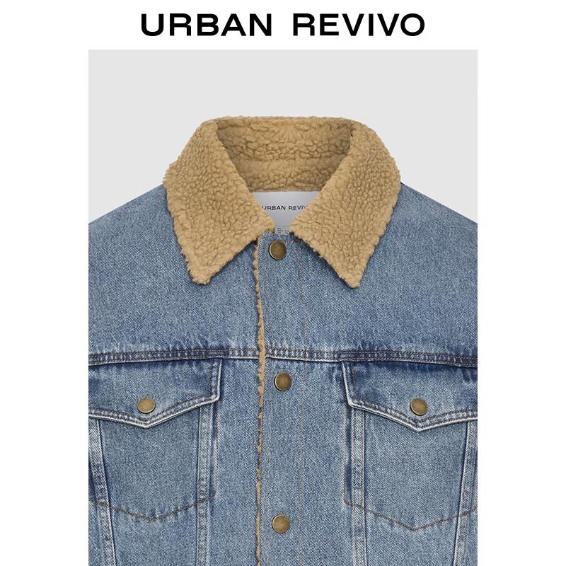 UR2025 Men's Color-Block Lapel Multi-Pocket Denim Jacket