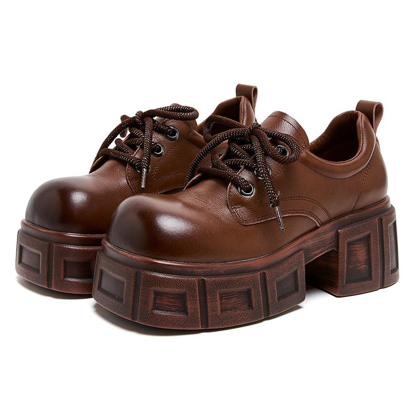 Fashion GKTINOO Handmade Women's Platform Shoes For Women Genuine Leather Footwear Woman Vintage Soft Comfort Wedges Breathable Pumps