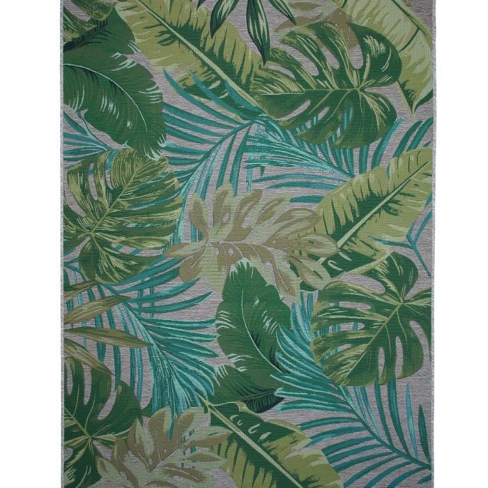 Tapis salon feuilles vert multicolore 160x230