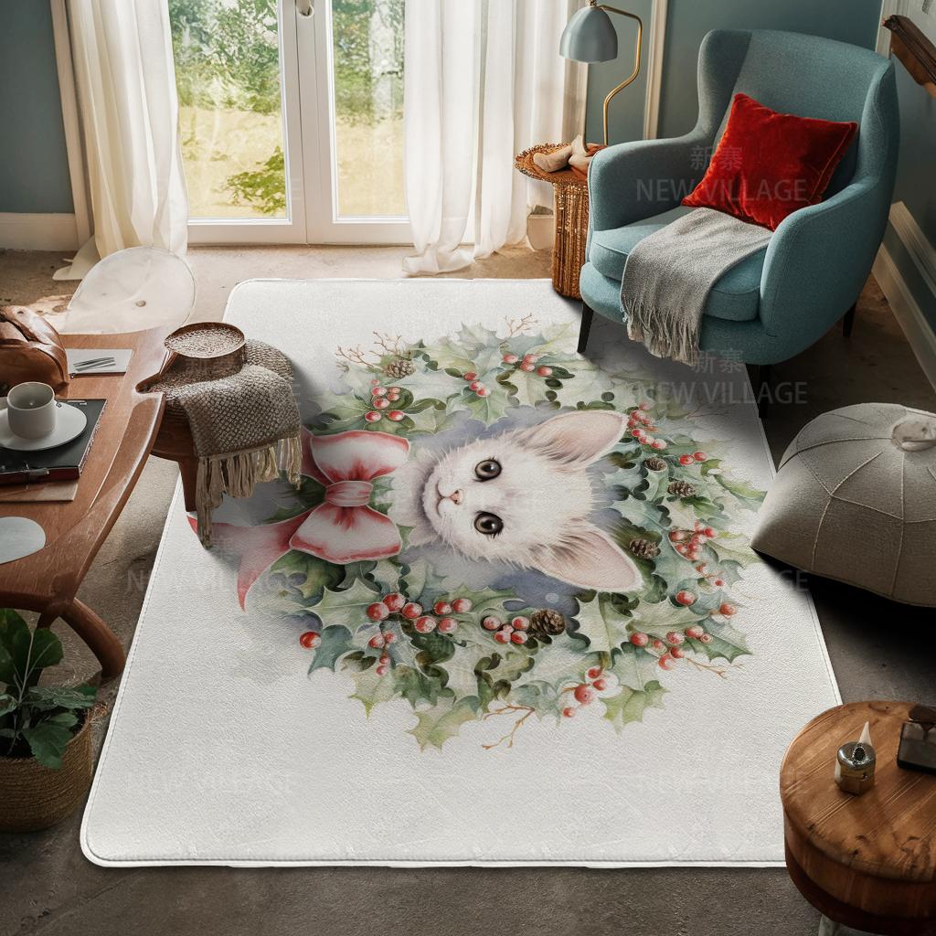 House Entrance Carpet Home Door Mat Living Room Bath Foot Bathroom Non-slip Water Absorption Rugs Bath Merry Christmas Winter
