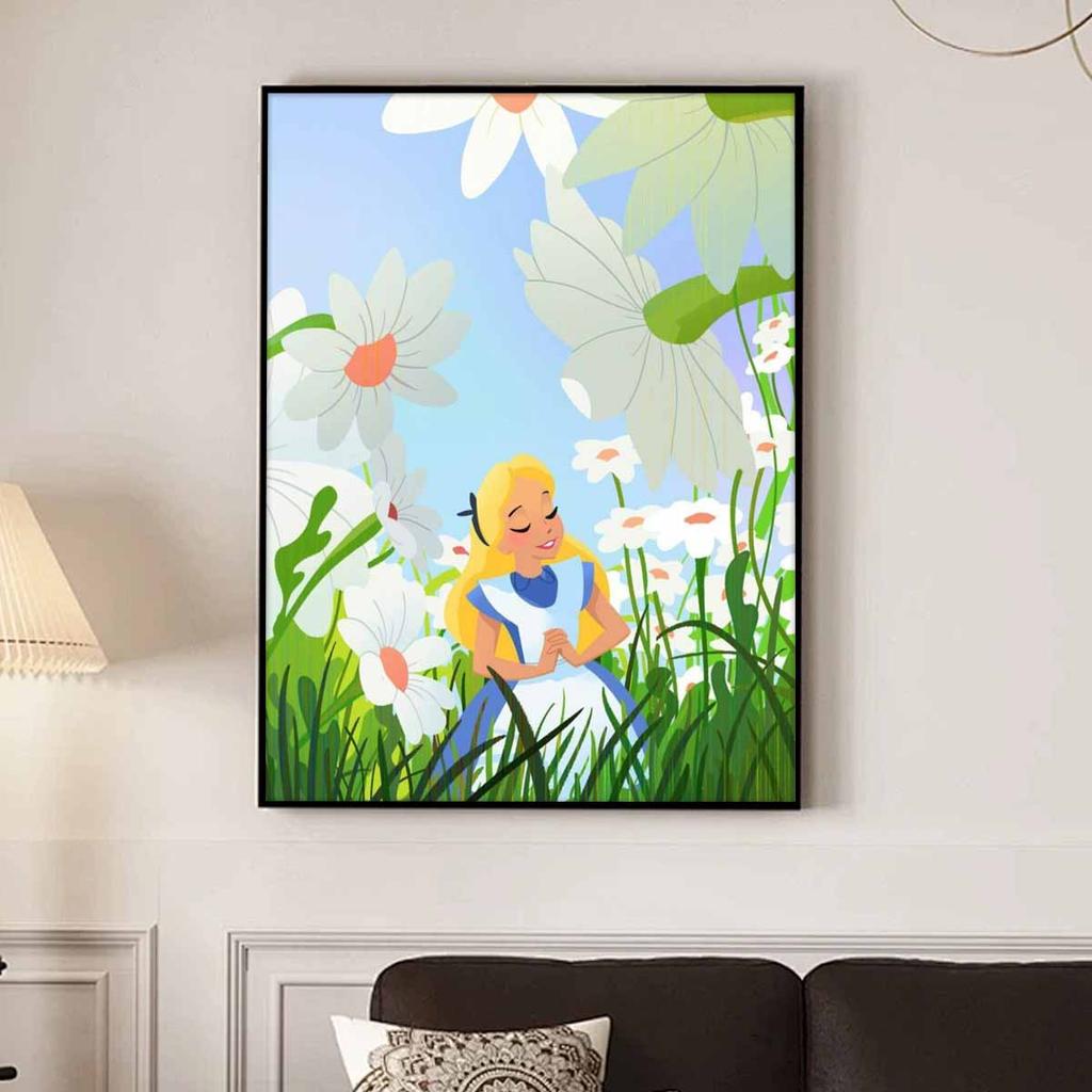 5D Diy Diamond Painting Alice and The Little Daisy Full Drill Rhinestones Mosaic Embroidery Handmade Products Home Decor Gift