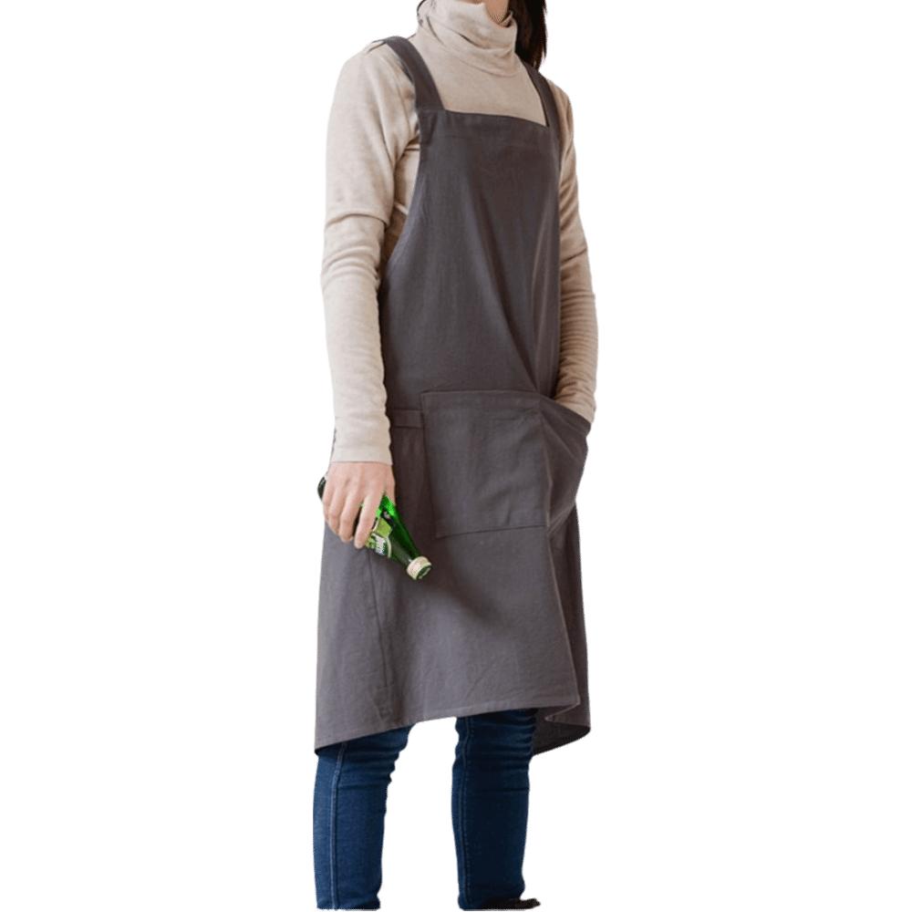 Solid Color Japanese Minimalist Kitchen Apron Cotton Household Waterproof Apron  Restaurant