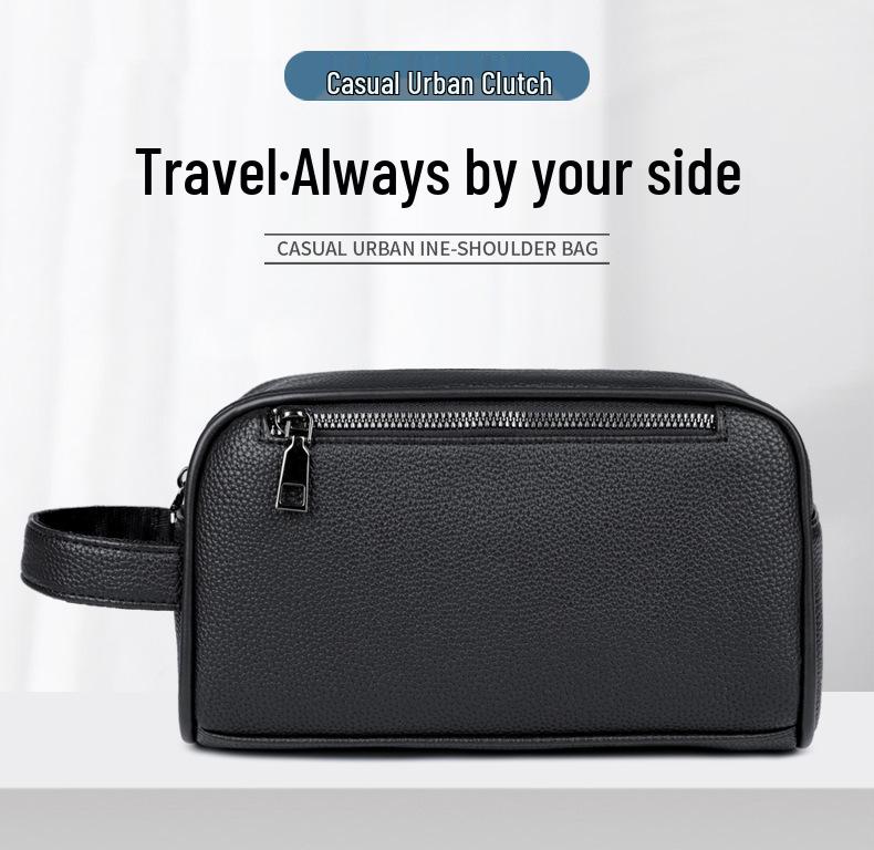 Men's Large Capacity Lightweight PU Business Clutch Bag