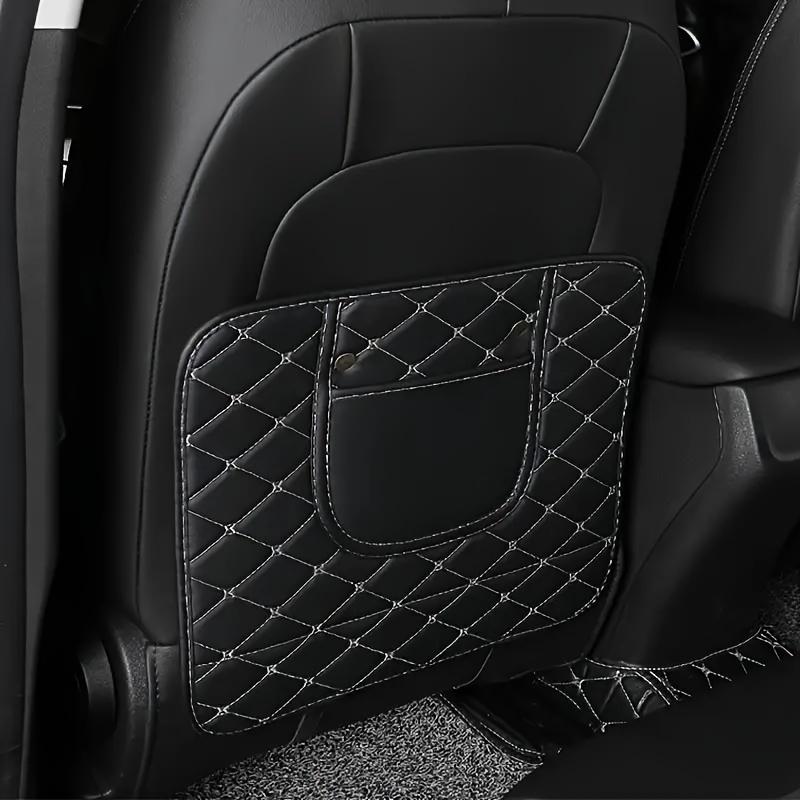 

1 шт. Защитник спинки сиденья автомобиля из искусственной кожи с ромбовидной прострочкой и боковым карманом для хранения - Противоугонный, грязеотталкивающий чехол для всех транспортных средств Small