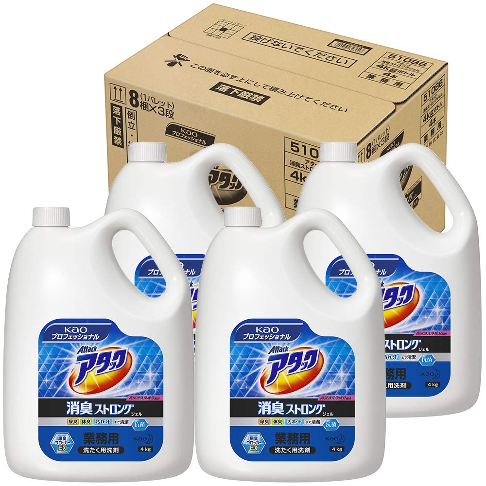 Kao Pro Series commercial laundry Attack Deodorant Strong Gel 4Kg x 4 pieces Professional [Case sales, detergent] (Kao Series)