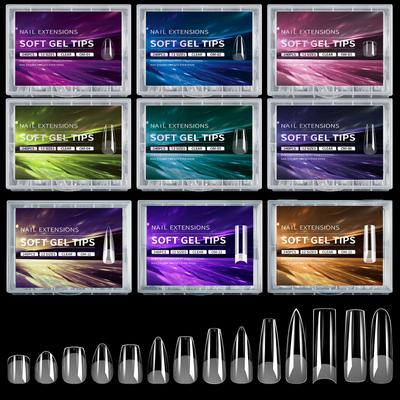240 Stück Halbmattierte Nagelspitzen Transparent Ultradünn Verlängerung Spurlos Aufdrücken Acrylnägel Mandel Sarg Ballett Falsche Nägel
