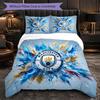 Set Lenzuola Manchester City Modello 3 Pezzi Morbida Copripiumino in Microfibra con Federe per Camera da Letto
