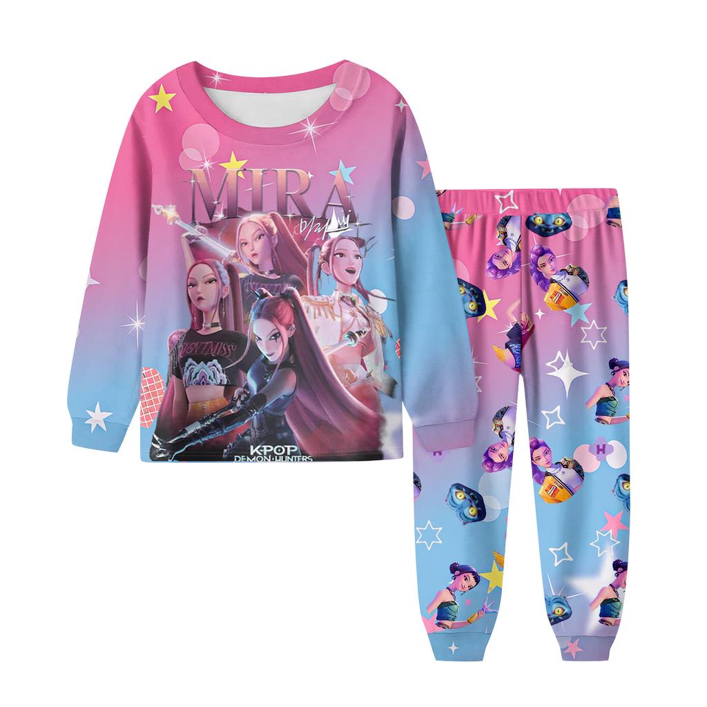 Children's Fashion Suit Skirt Round Neck Long Sleeve Top Pants