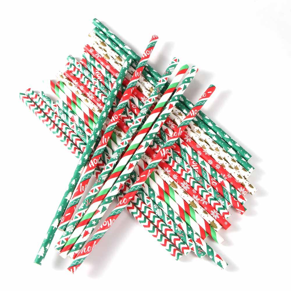 Multicolor Paper Tableware Drinking Straws Party Supplies Bar Tools Christmas Decoration