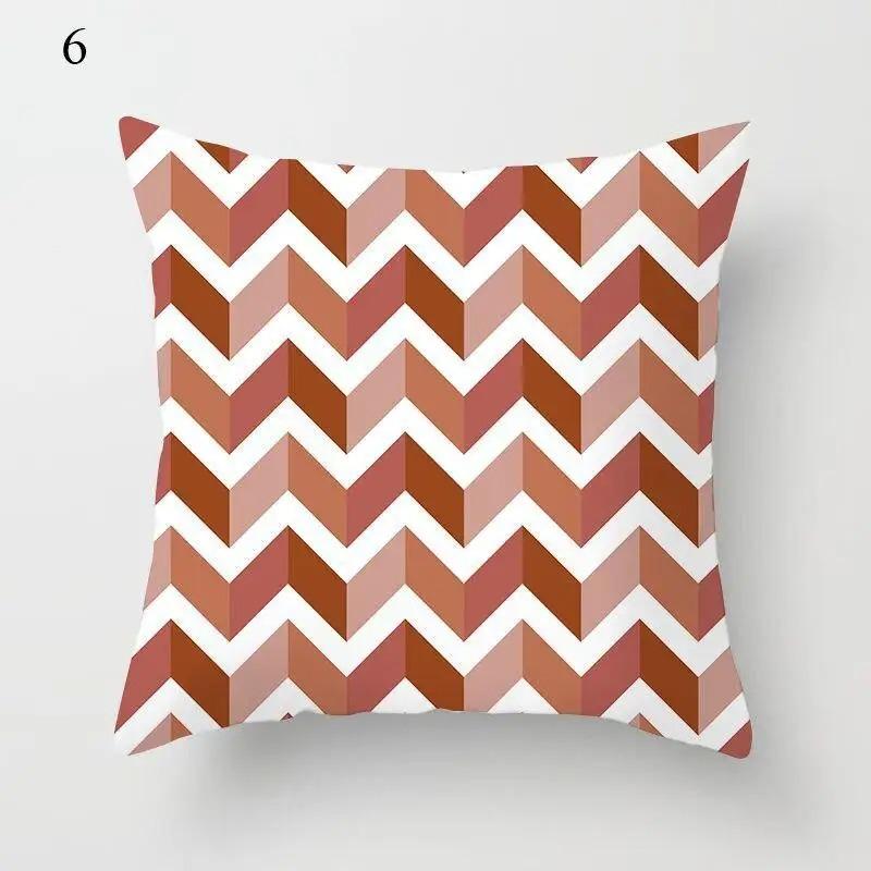Clip Red Brown Pillowcase Decorative Geometric Print Abstract Pattern Pillowcase Home Supplies Pillowcase Sofa Cushion Cover