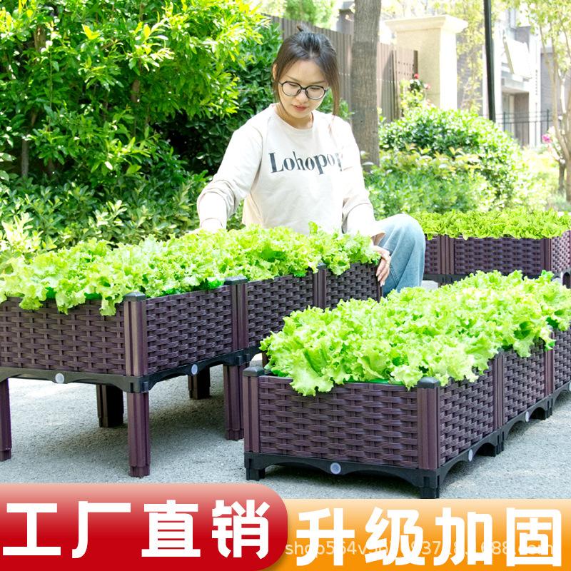 Vegetable Growing Box: Outdoor/Courtyard/Rooftop/Balcony Large Thickened Plastic Planter Trough