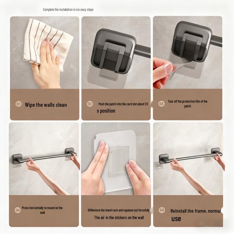 Space Aluminum Punch-Free Bathroom Towel Rack