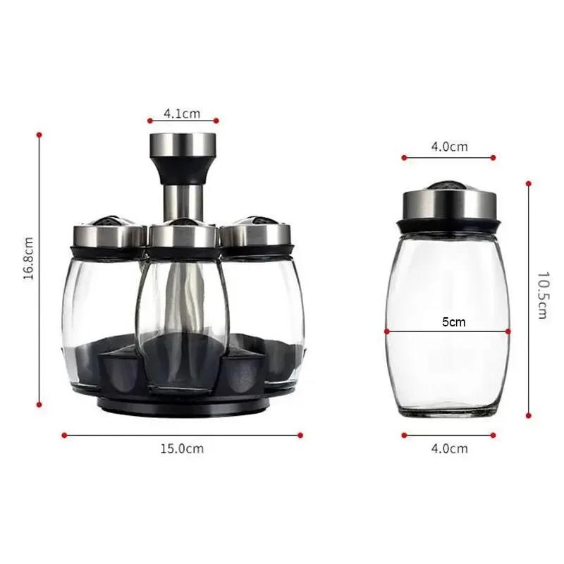 Household glass cumin powder pepper sesame scattering bottle, rotating seasoning jar, commercial sealed moisture-proof