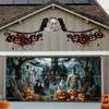 1Pc Happy Halloween! Garage Background Banners Are Perfect For Adding A Spooky Atmosphere To Patios Gardens And Themed Parties