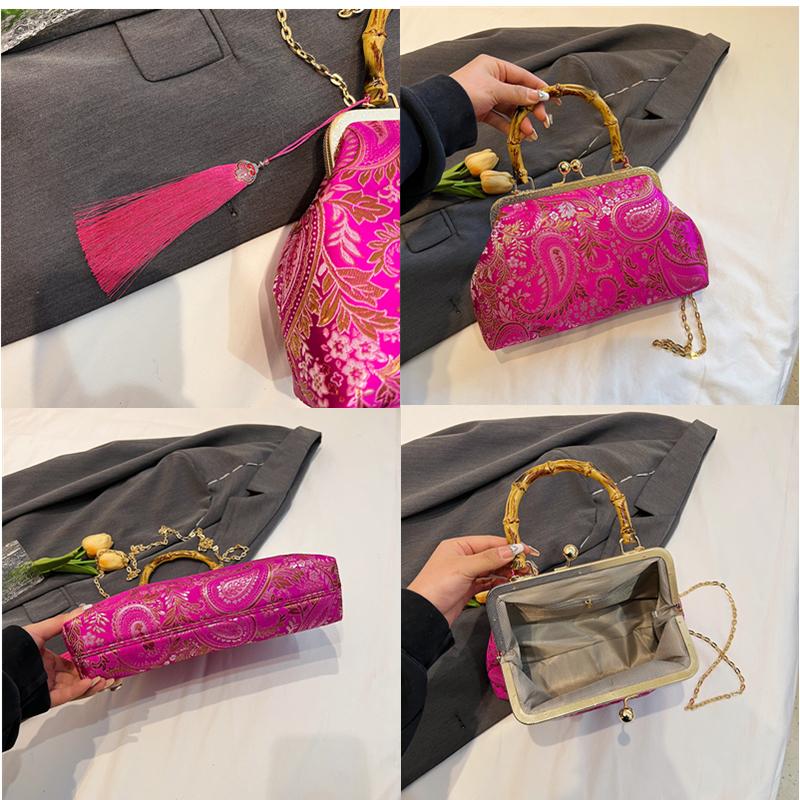 Wooden bags for women designer vintage bags fringe shoulder bag for ladies crossbody bag with chain