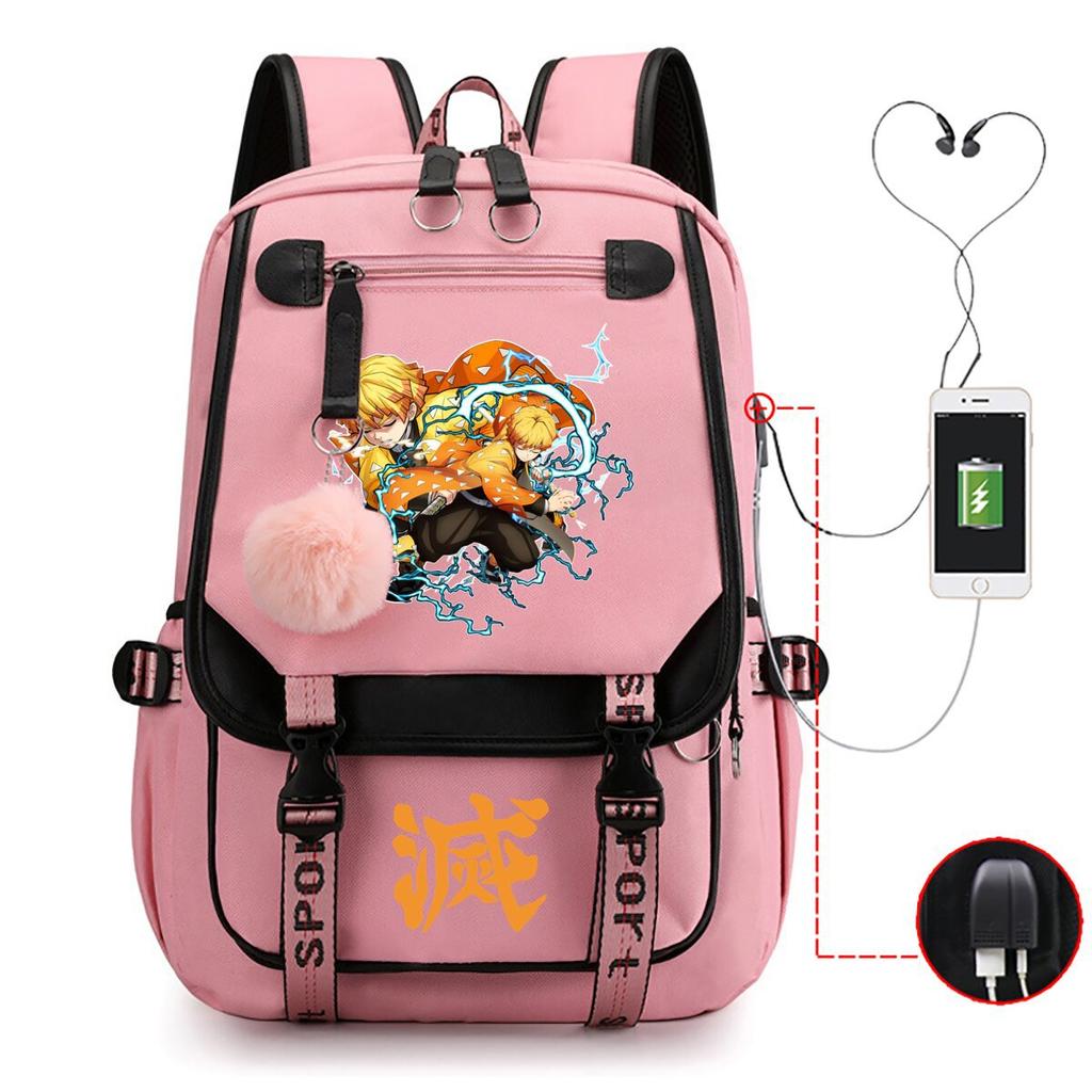 Ghost Extermination Surrounding Day Trend Backpack Large Capacity Student Schoolbag Multi-functional Leisure Outdoor Bag