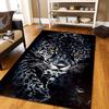 Realistic Black Leopard Portrait Printed Flannel Rug Plush Soft Carpet For Living Room Bedroom Wildlife Animal Decor Artistic