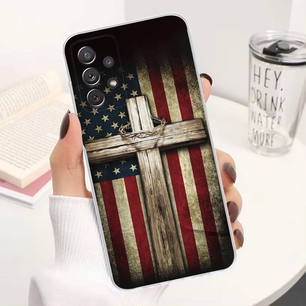 Americans Flag Great Phone Case For Samsung Ultra,FE,A30,71,51,S9,10,20,Lite, S22,23,21,PIus,Transparent, Silicone