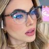 Women's Glasses Trend Cateyes Sexy Flat Mirror TR90 Anti-blue Light Eyeglasses Frame Transparent Optical Computer Eyewear