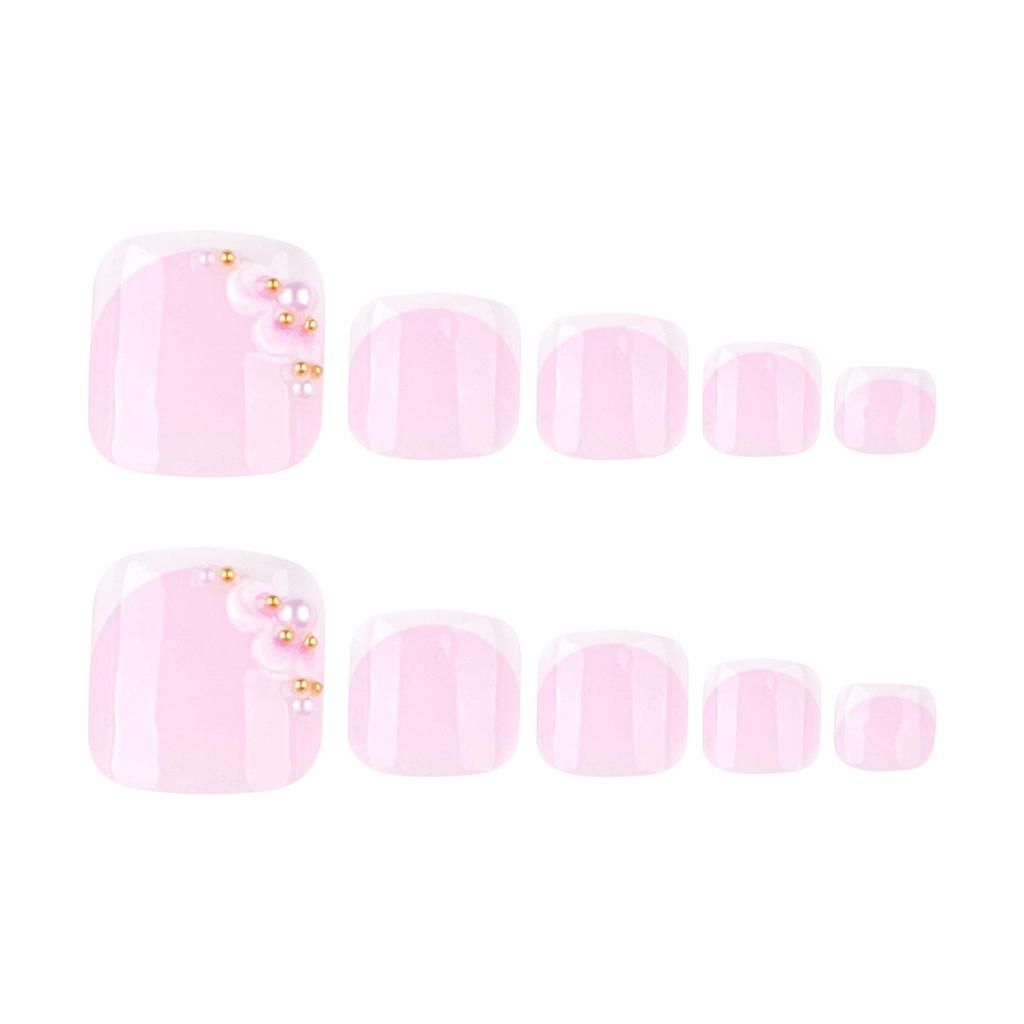 Punte French Estive Staccabili per Unghie dei Piedi con Fiori Freschi