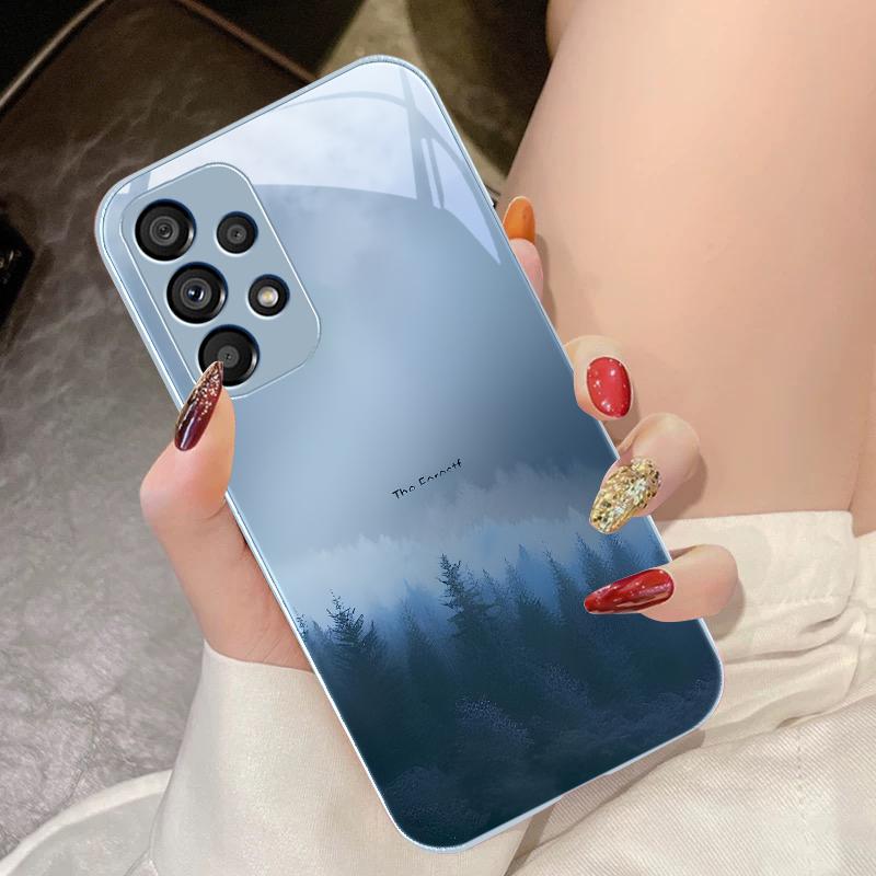 Misty Forest Black Für Samsung Galaxy S10 4G S20 11E 30 S21 21Fe 22 S24 Pro S23 Ultra 5G S8 S9 Gehärtetes Glas Handyhülle