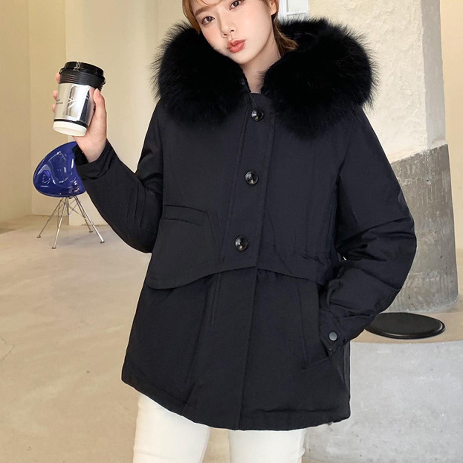 

Women s And Winter Fashion Long Sleeve Padded Cotton Jacket Cotton Jacket XL чорний