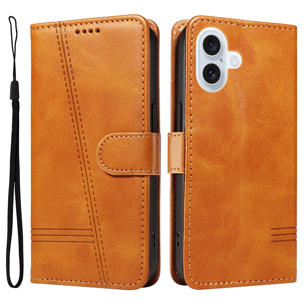 For iPhone 17 Wallet Case T-Shape Lines Leather Phone Cover Stand