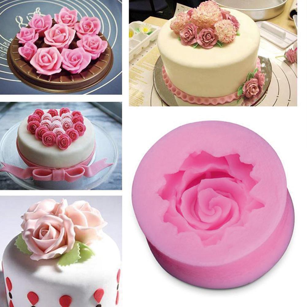 3D Rose Flower Silicone Fondant Mold Bloom Rose Shape Resin Candle Mold for Cake Decoration Chocolate Soap Candy Making Crafts