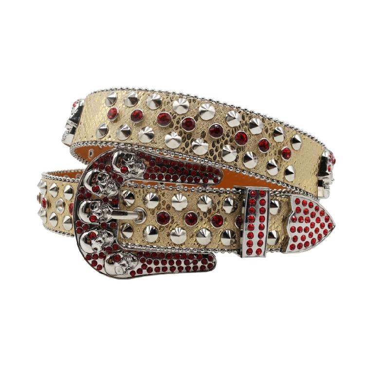 Grunge Waist Belt Jeans Belt PU Belt Casual Ceinture Punk Skull Crystal Buckle Modern Belt Street Dance Belt