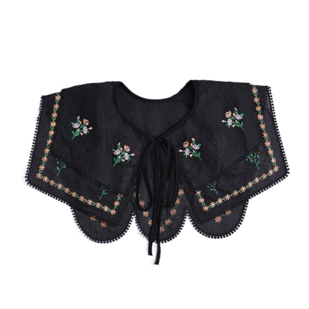 

Милая кукольная накладка на воротник для женщин, рубашка, накладной воротник, шаль, съемный, вышитый воротник чёрный