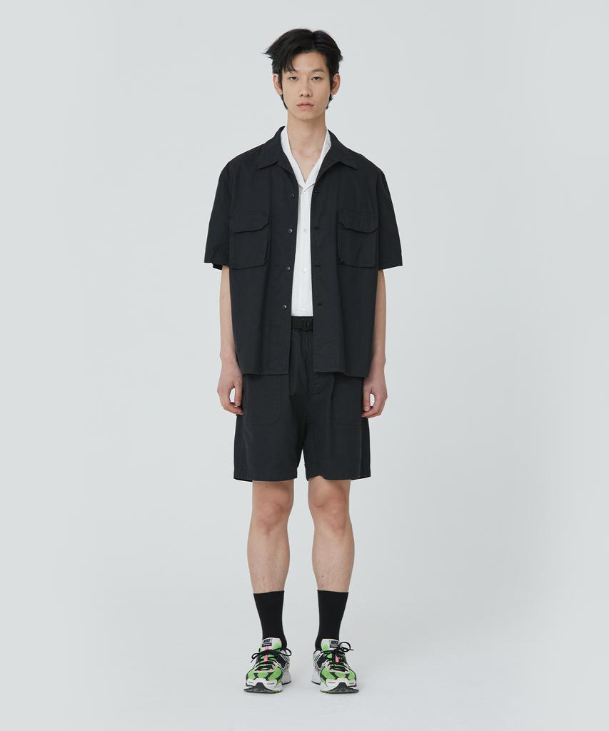PUBLICFIGURE Patch Pocket Cotton Herringbone Shirt_Black