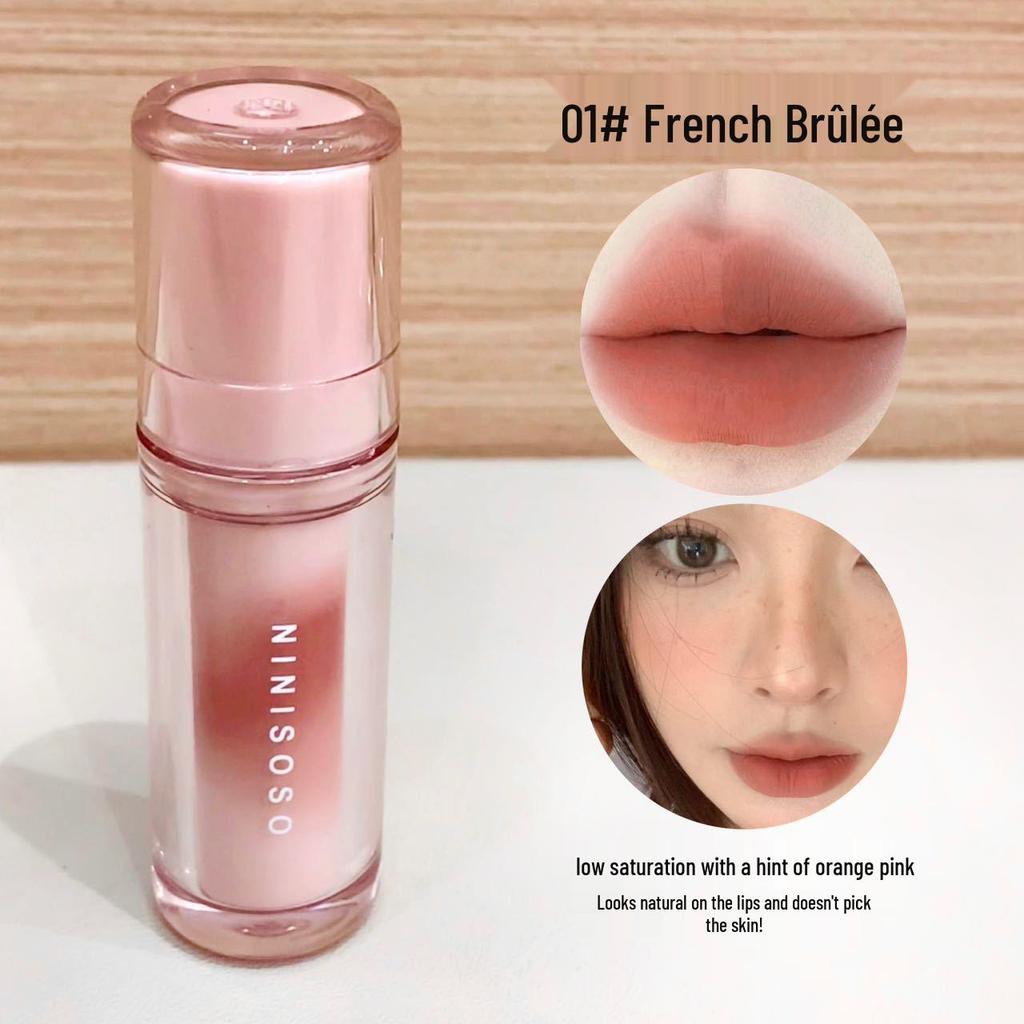 NINISOSO Tulle Mist Dot Soft Matte Lip Glaze - Pigmented Low Saturation Summer Light Makeup Lip Mud.