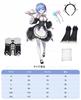 Cosplay Deluxe Edition Maid Anime Stage Chinese School Starting Life in Another World Maid Size [Nou-satsu] ReZero Rem/Ram Outfit, Costume,