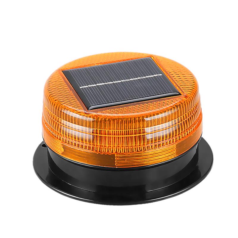 Red & Blue Flashing Solar LED Warning Light for Construction Vehicles with Magnetic Mount
