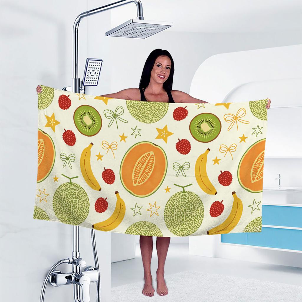 Summer Fruits Print Towel Sports Quick-Drying Super Absorbent Camping Towel Soft Lightweight Gym Swimming Yoga Beach Towel