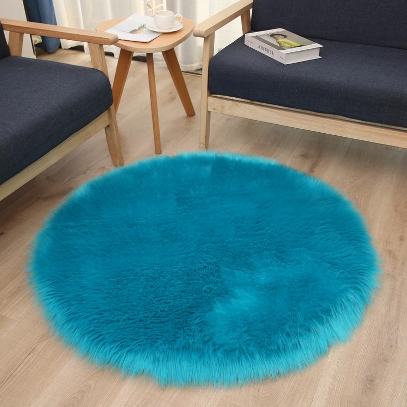 Round Long Pile Faux Wool Carpet for Living Room or Bedroom