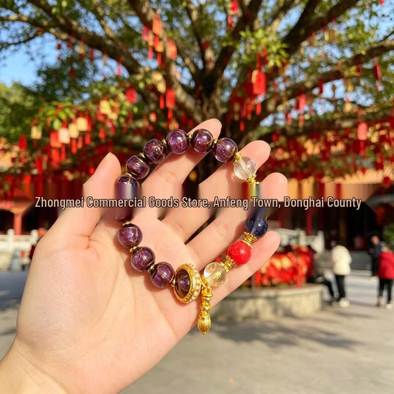 Scenic Wenchang Pen Golden Foil Glaze Manjushri Bracelet Handmade Beads