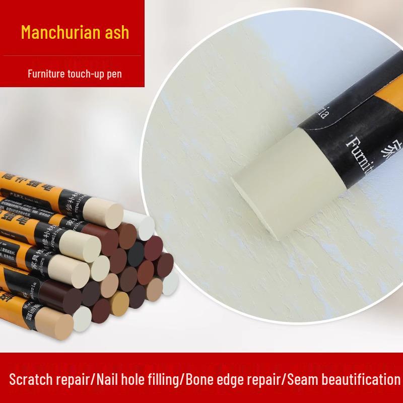 

Комплект для ремонта деревянной мебели: Карандаш для подкраски, Ремонтный карандаш, Заполнитель царапин и Паста для краски