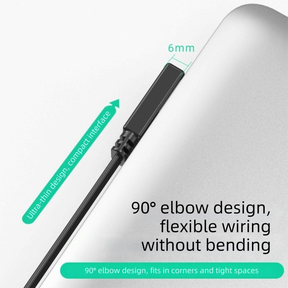 Flat Flexible USB C Charging Cable Double Elbow Mobile Game Cable Data Transfer