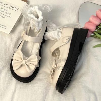 Cute Little Leather Shoes Women's New Autumn College Style Bow Thick-soled Versatile Mary Jane Single Shoes