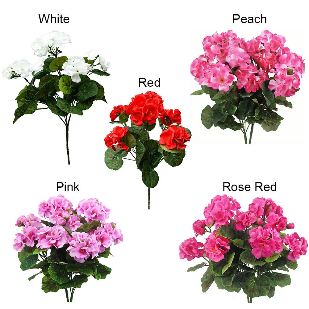 2 Pcs 12.6inch Artificial Geraniums Flowers Nonwoven Faux Flowers Geraniums Outdoor Garden Hanging Basket Indoor and Outdoor Use