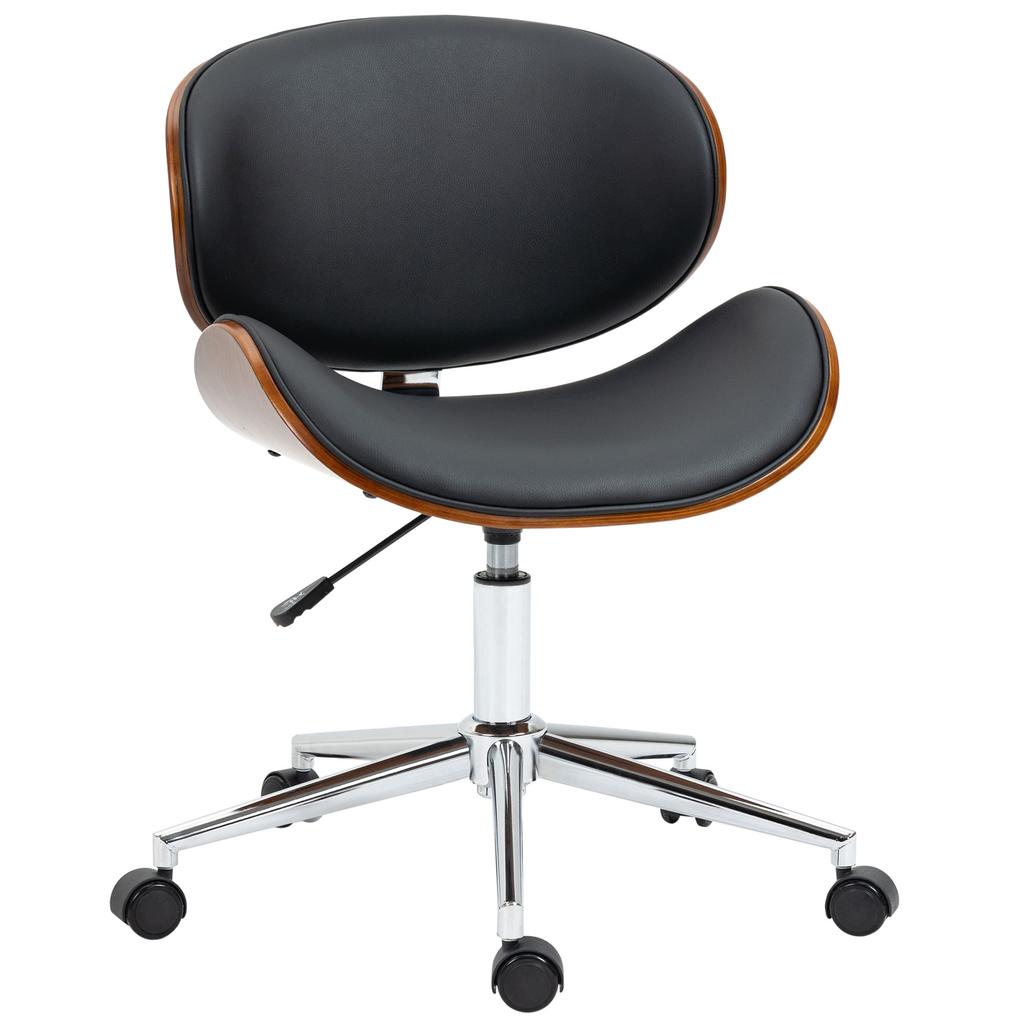 Vintage Design Office Chair Adjustable Height 360 Degree Swivel Poplar Wood Synthetic Coating 53 X 53 X 77 87 Cm