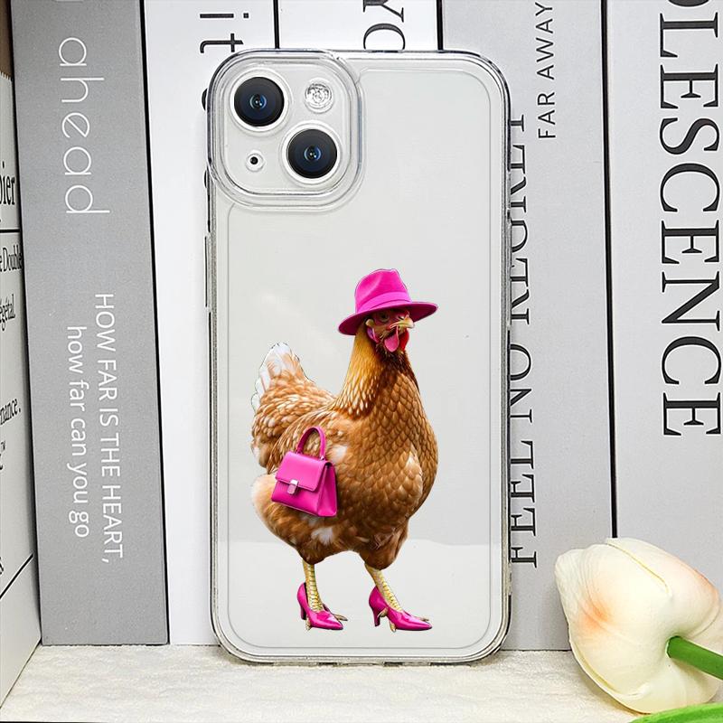 Funny Cartoon Fighting Duck Chicken Clear Phone Cases for iPhone 17 16 15 14 13 12 11 Pro Max XR 8 7 Plus 13 12 Mini Soft Cover