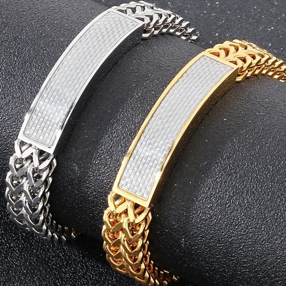 Luxury Never Fade Gold Color Stainless Steel Mens Bangle Bracelet With Magnet Clasp Birthday Jewelry Gifts for Boys Male