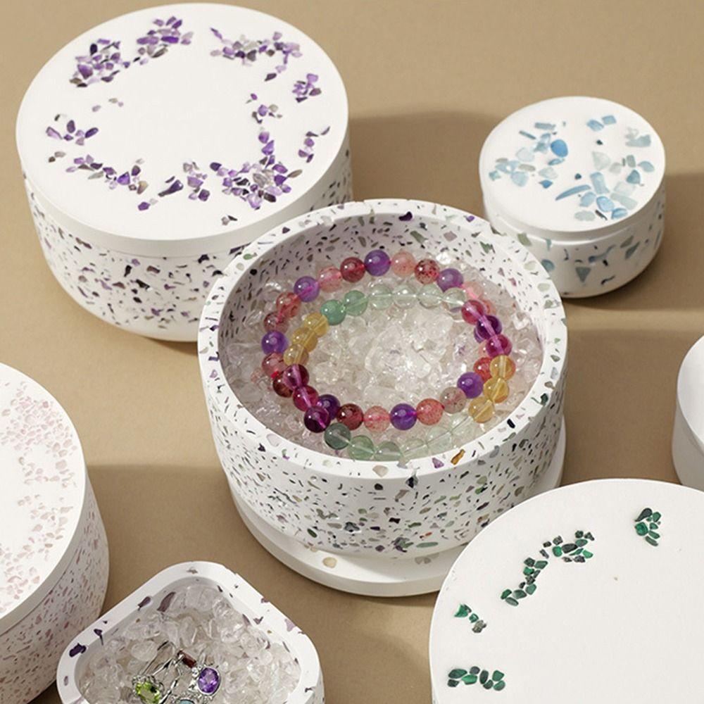 Creative Natural Crystal Round Gypsum Degaussing Bowl Jewelry Storage Container  Office Decor