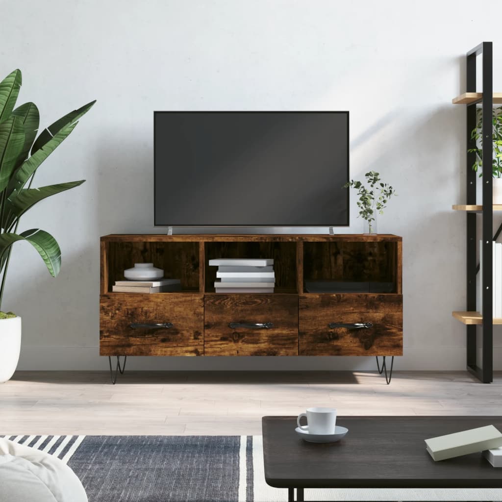 TV Cabinet Smoked Oak 102 x 36 x 50 cm Particleboard